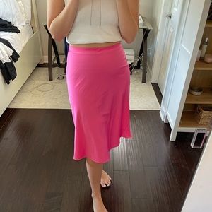 Pink Satin Midi skirt